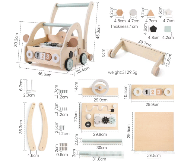 Baby Walking Cart (3) Wooden Baby Walker