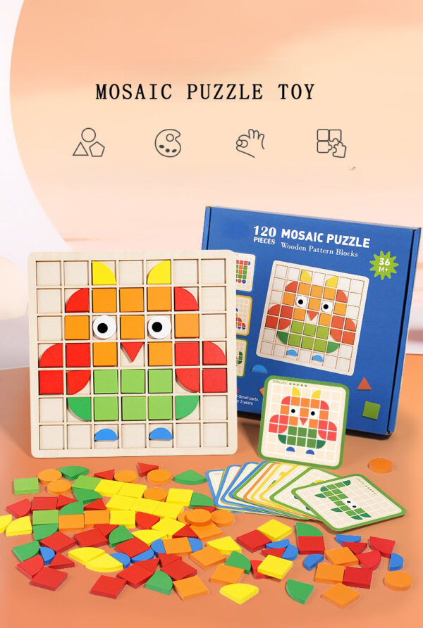 Wooden Children's Geometric Shapes Montessori Toy Blocks Set Plug-In Toy Board Game