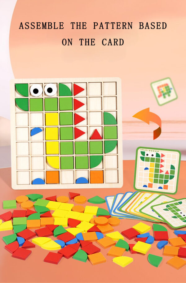 Wooden Children's Geometric Shapes Montessori Toy Blocks Set Plug-In Toy Board Game