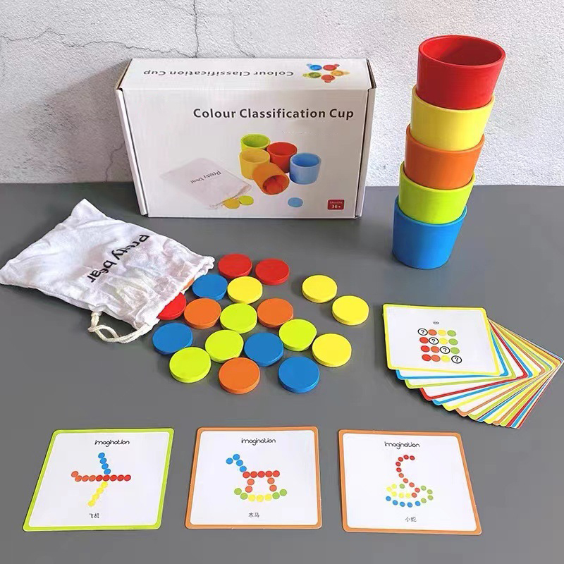 Wooden Sorting & Counting Toy - 5-in-1 Montessori Skill Builder