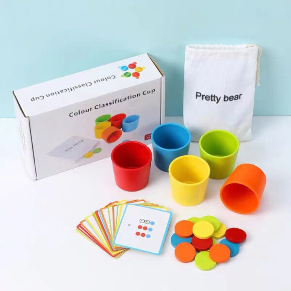Wooden Matching Toys Set Color Classification Cup