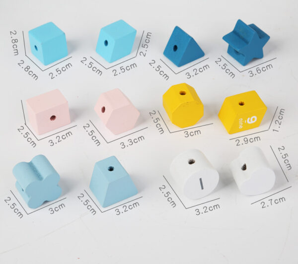 Matching Puzzle Toy (3) Montessori Shaping Board Wooden Beads Shape Matching Game