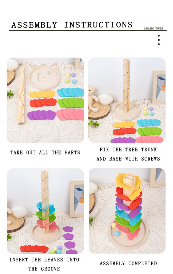 Wooden Marble Run Rainbow Musical Tree Toy