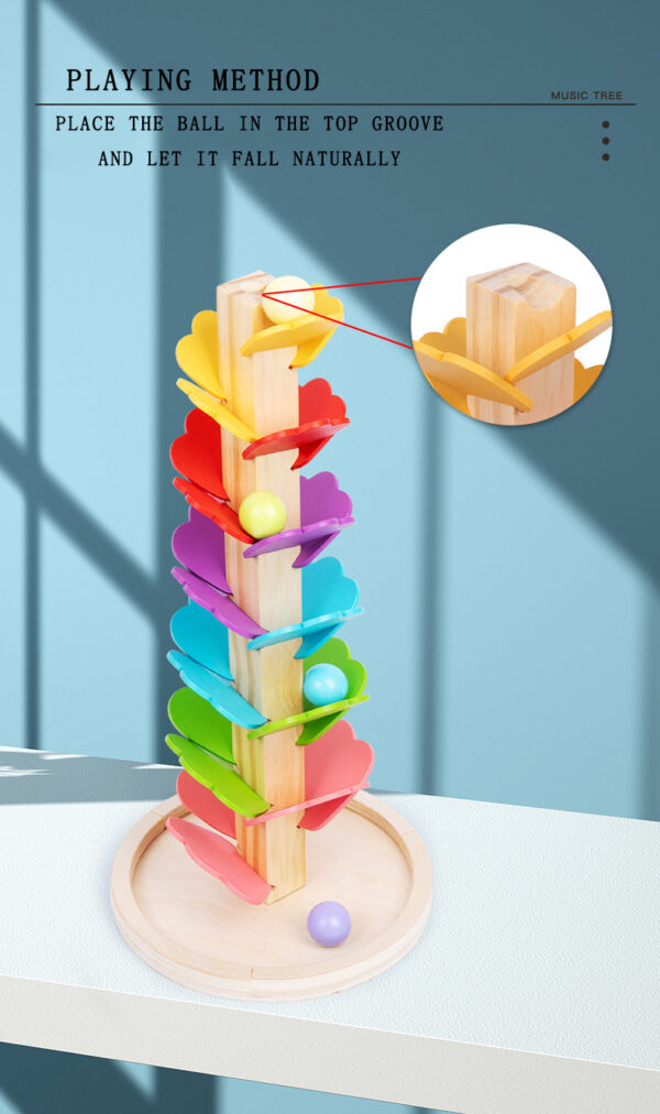 Wooden Marble Run Rainbow Musical Tree Toy