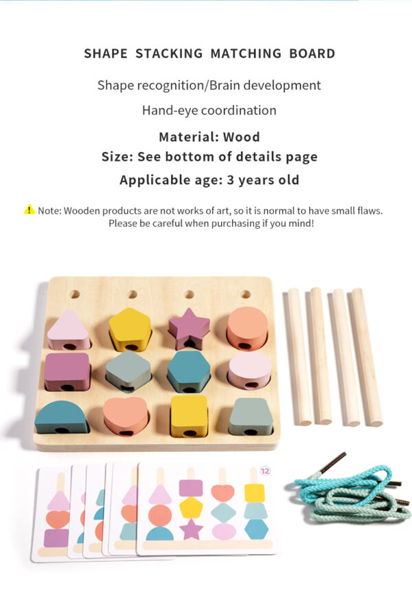 Shape Matching Game (1) Montessori Shaping Board Wooden Beads Shape Matching Game
