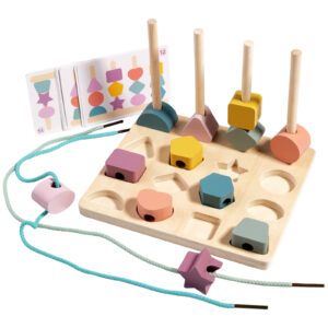 Montessori Shaping Board Wooden Beads Shape Matching Game