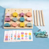 Shape Matching Game (7) Montessori Shaping Board Wooden Beads Shape Matching Game