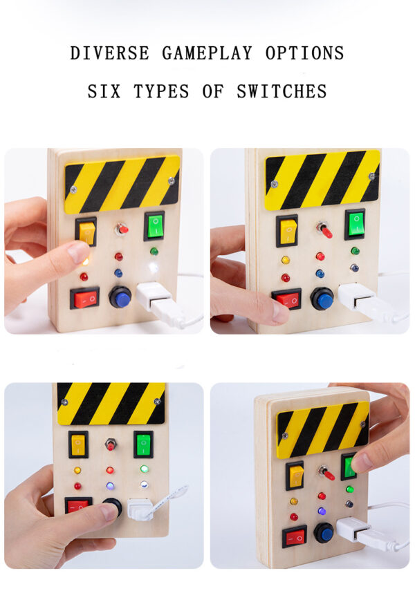Lights Switch Busy Board Toys with Buttons Cognition Game Basic Motor Skills Baby