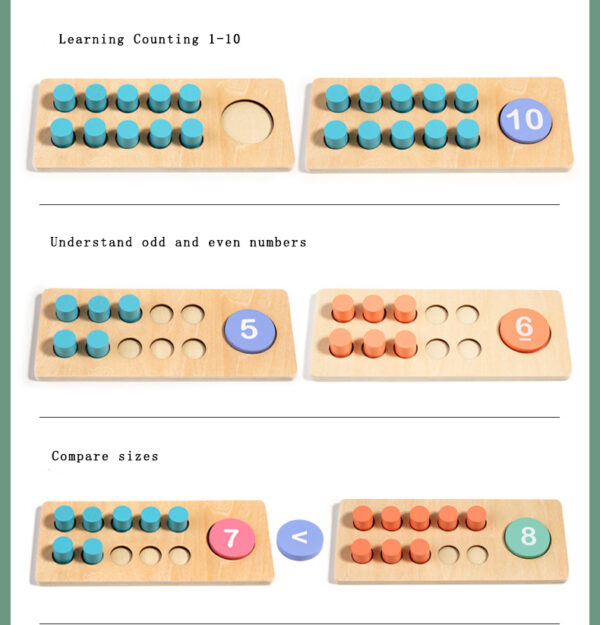 Wooden Addition And Subtraction Number Counting Math Game Ten Frame Math Set