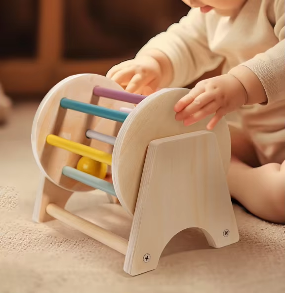 Wooden Toddler Rolling Drum