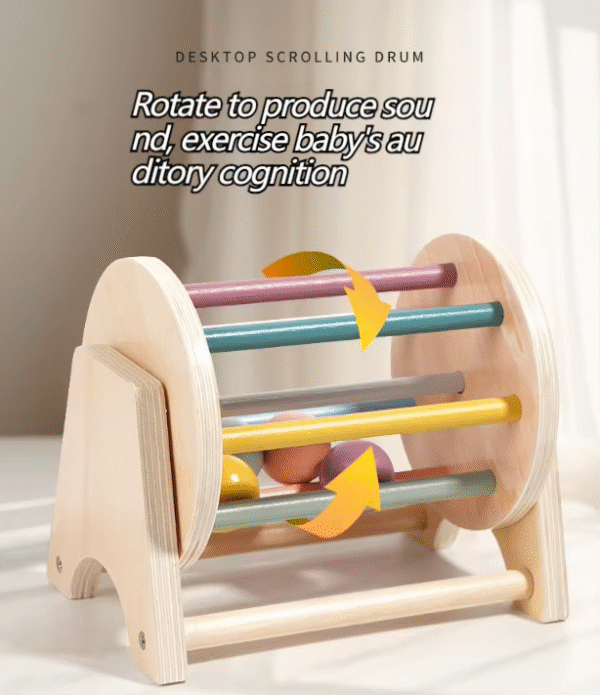 Wooden Toddler Rolling Drum
